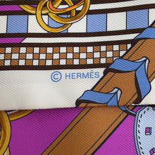 将图像加载到图库查看器中，HERMES Scarf Twilly Bridle and Bag Charm Cyclamen/Bluevif/WhiteH062849S Silk100%

