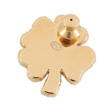 将图像加载到图库查看器中，CHANEL Clover Brooch Black/GoldABC961 Gold Plated Resin

