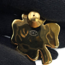 将图像加载到图库查看器中，CHANEL Clover Brooch Black/GoldABC961 Gold Plated Resin
