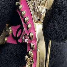 将图像加载到图库查看器中，CHANEL CC Logo Brooch PinkABD353 Gold Plated Rhinestone Faux Pearl
