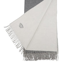 将图像加载到图库查看器中，HERMES Logo scarf Gray/White Cashmere100%
