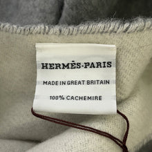 将图像加载到图库查看器中，HERMES Logo scarf Gray/White Cashmere100%
