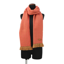 将图像加载到图库查看器中，HERMES Wave Double Face Scarf Pink/Gold Cashmere100%
