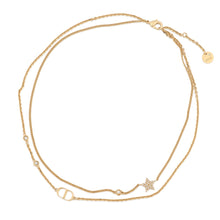 将图像加载到图库查看器中，Dior Petit CD Double NecklaceN1155PMTCY_D301 Gold Plated Rhinestone
