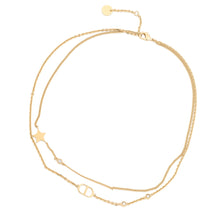 将图像加载到图库查看器中，Dior Petit CD Double NecklaceN1155PMTCY_D301 Gold Plated Rhinestone
