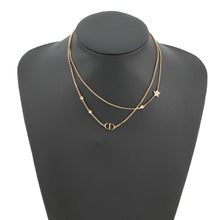 将图像加载到图库查看器中，Dior Petit CD Double NecklaceN1155PMTCY_D301 Gold Plated Rhinestone
