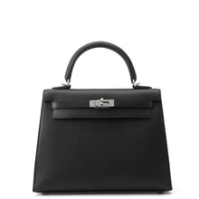 将图像加载到图库查看器中，HERMES Kelly Sellier Black Epsom Size 25

