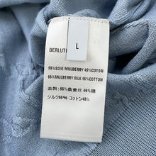 Load image into Gallery viewer, Berluti Diagonal Scritto Sweater Size L TitaniumBlueR27KRL228 Silk55% Cotton45%
