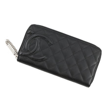 将图像加载到图库查看器中，CHANEL Cambon Line Zip Around Long Wallet BlackA50078 Lambskin/Patent Leather
