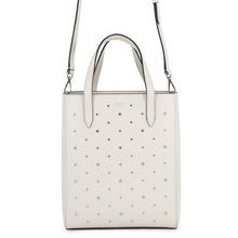 将图像加载到图库查看器中，JIMMY CHOO BRIA TOTE Star Studded 2-Way Handbag White Leather
