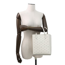Load image into Gallery viewer, JIMMY CHOO BRIA TOTE Star Studded 2-Way Handbag White Leather
