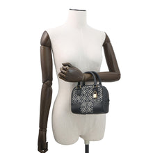 将图像加载到图库查看器中，LOEWE Anagram Amazona Square Black/NavyA039N21X03 Leather Canvas Size 16
