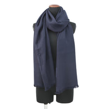 将图像加载到图库查看器中，HERMES H-pattern Stole Navy Cashmere85% Silk15%
