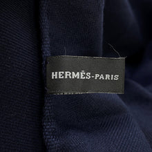 将图像加载到图库查看器中，HERMES H-pattern Stole Navy Cashmere85% Silk15%
