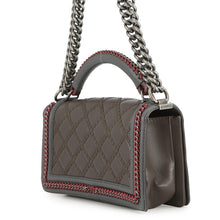 将图像加载到图库查看器中，CHANEL Boy Chanel ChainShoulder Bag Brown/Gray/RedA94804 Lambskin Size 25
