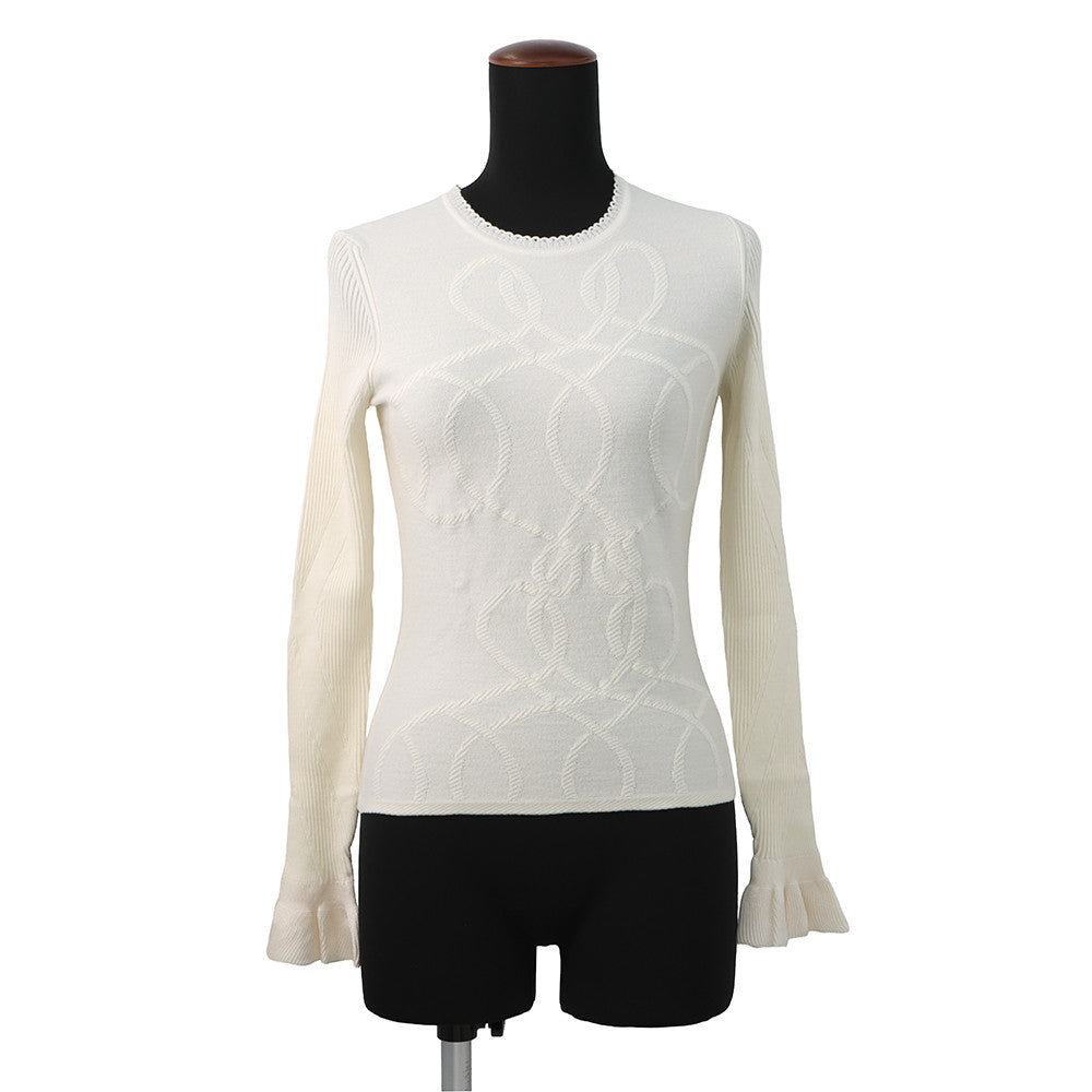 HERMES Parfroy Remix Knit Size 36 Ivory Wool 87% Nylon10% Polyurethane3%