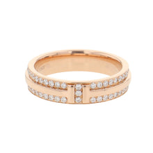 Load image into Gallery viewer, TIFFANY&amp;Co. T Narrow Pave Diamond Ring Size Approximately No. 1060151485 18K Pink Gold
