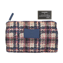 将图像加载到图库查看器中，CHANEL CC Logo Tweed Print Backpack Blue/MulticolorA66445 Nylon Leather
