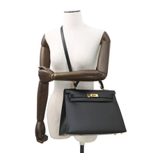 Load image into Gallery viewer, HERMES Kelly Sellier Black Box Calf Leather Size 32

