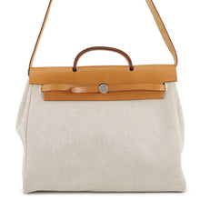 Load image into Gallery viewer, HERMES Herbag Ecru/Natural Toile H Leather Size MM
