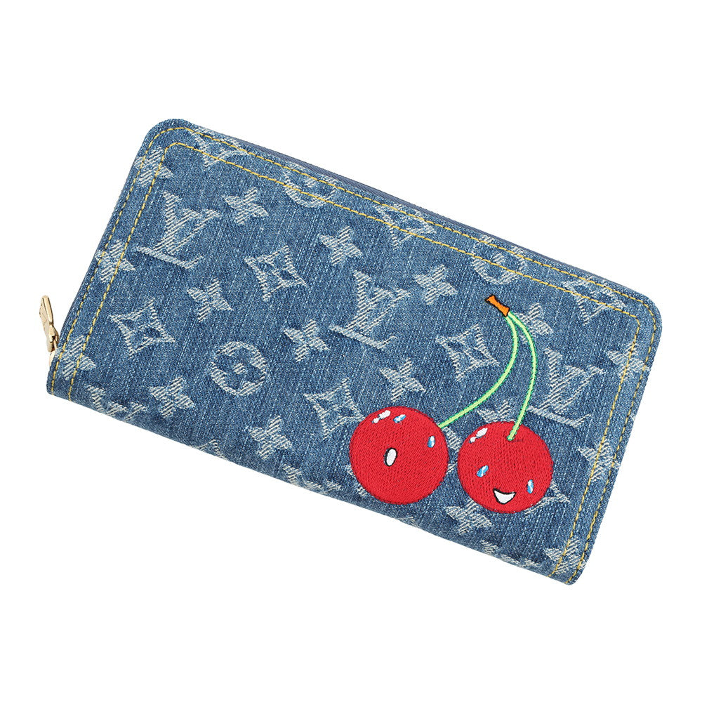 LOUIS VUITTON LV × TM Zippy Wallet BlueM23161 Monogram Cherry Denim