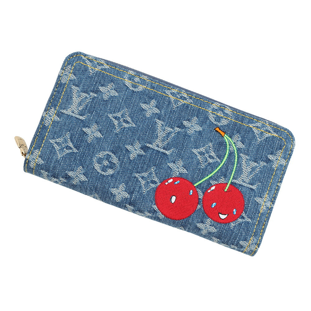 LOUIS VUITTON LV × TM Zippy Wallet BlueM23161 Monogram Cherry Denim