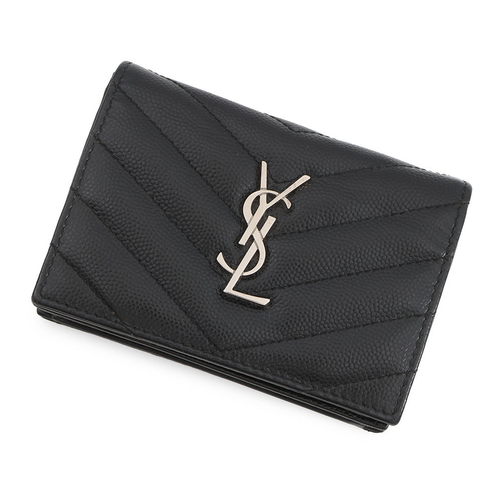 SAINT LAURENT PARIS YSL Logo Bifold Wallet Black504899 Leather