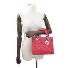 Load image into Gallery viewer, Dior Lady Dior Cannage 2WAY Handbag Pink Leather Size Medium
