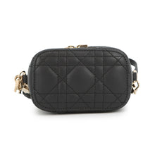 将图像加载到图库查看器中，Dior Cannage 2-Way Vanity Shoulder Pouch Black Leather
