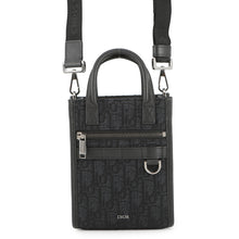 将图像加载到图库查看器中，Dior Oblique Safari North-South 2-Way Shoulder Bag Black2ESWS017YKY Canvas Leather Size Mini
