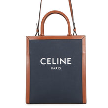 将图像加载到图库查看器中，CELINE Vertical hippopotamus Navy/Brown192082 Canvas Leather Size Small
