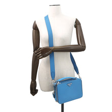 将图像加载到图库查看器中，PRADA Saffiano Leather 2WAY Handbag Blue2VH069 Leather
