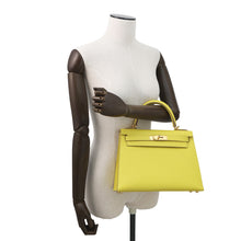 将图像加载到图库查看器中，HERMES Kelly Sellier Lime Epsom Size 28

