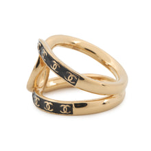 将图像加载到图库查看器中，CHANEL CC logo Ring Black/WhiteABD000 Gold Plated
