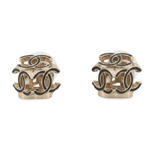 将图像加载到图库查看器中，CHANEL CC Logo Cube Earrings BlackAB9512 Gold Plated
