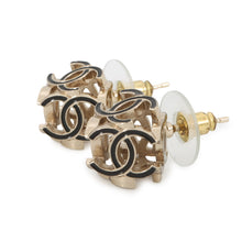 将图像加载到图库查看器中，CHANEL CC Logo Cube Earrings BlackAB9512 Gold Plated
