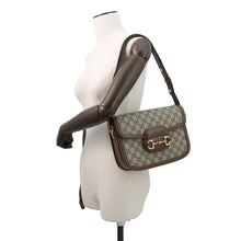将图像加载到图库查看器中，GUCCI Horsebit 1955 Shoulder Bag Beige/Brown602204 GG SupremeCanvas

