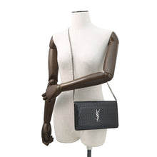 Load image into Gallery viewer, SAINT LAURENT PARIS Chain wallet Black377829 Croco embossed leather
