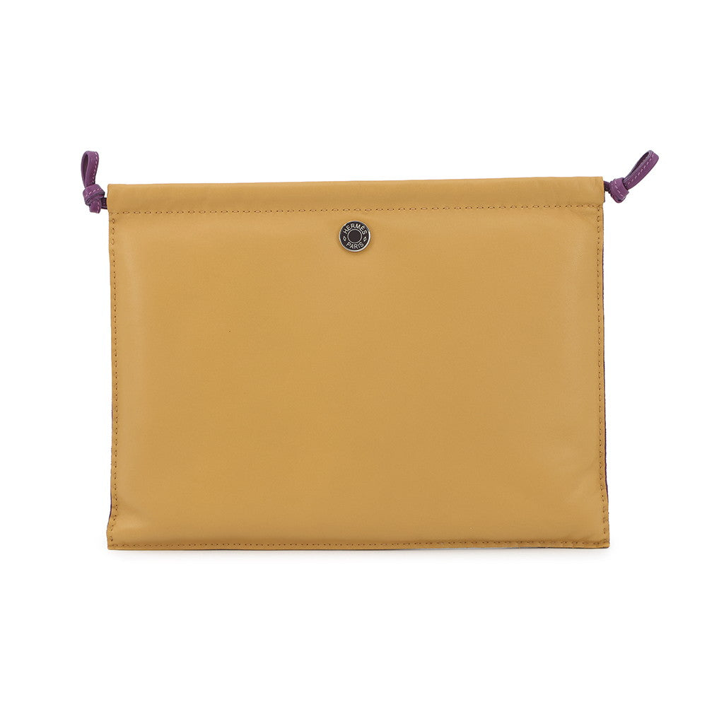 HERMES Pillow Pouch Sesame/Ultra Violet Lambskin