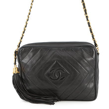 将图像加载到图库查看器中，CHANEL Diamond Stitch Tassel Chain Shoulder Black Lambskin
