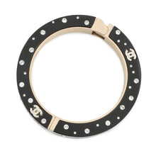 将图像加载到图库查看器中，CHANEL Rhinestone Bangle Black Metal
