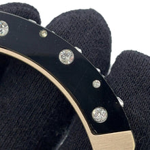 将图像加载到图库查看器中，CHANEL Rhinestone Bangle Black Metal
