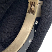 将图像加载到图库查看器中，CHANEL Rhinestone Bangle Black Metal
