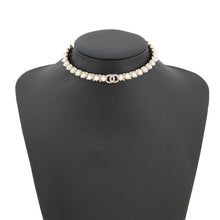 将图像加载到图库查看器中，CHANEL Pearl Studded Choker Champagne Gold/WhiteAB7624 Metal Faux Pearl Rhinestone
