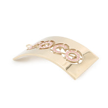 将图像加载到图库查看器中，CHANEL COCO Barrette Champagne Gold/Pink Metal Rhinestone
