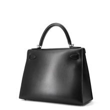 将图像加载到图库查看器中，HERMES Kelly Sellier Black Box Calf Leather Size 28
