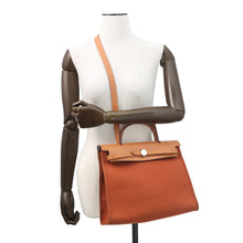 将图像加载到图库查看器中，HERMES Herbag zip Orange/Natural Toile H Vache Hunter Leather Size PM

