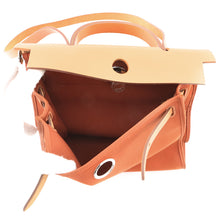 将图像加载到图库查看器中，HERMES Herbag zip Orange/Natural Toile H Vache Hunter Leather Size PM
