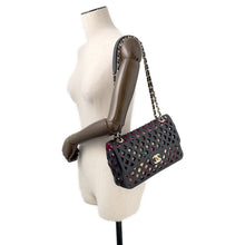 将图像加载到图库查看器中，CHANEL Punching Chain Shoulder Bag Black/PinkAS2376 Calf Leather Size 25
