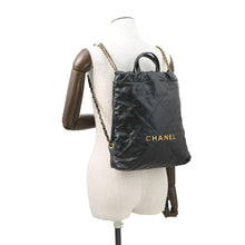 Load image into Gallery viewer, CHANEL CHANEL22 Backpack BlackAS3859 Shiny Calf Leather Size Small
